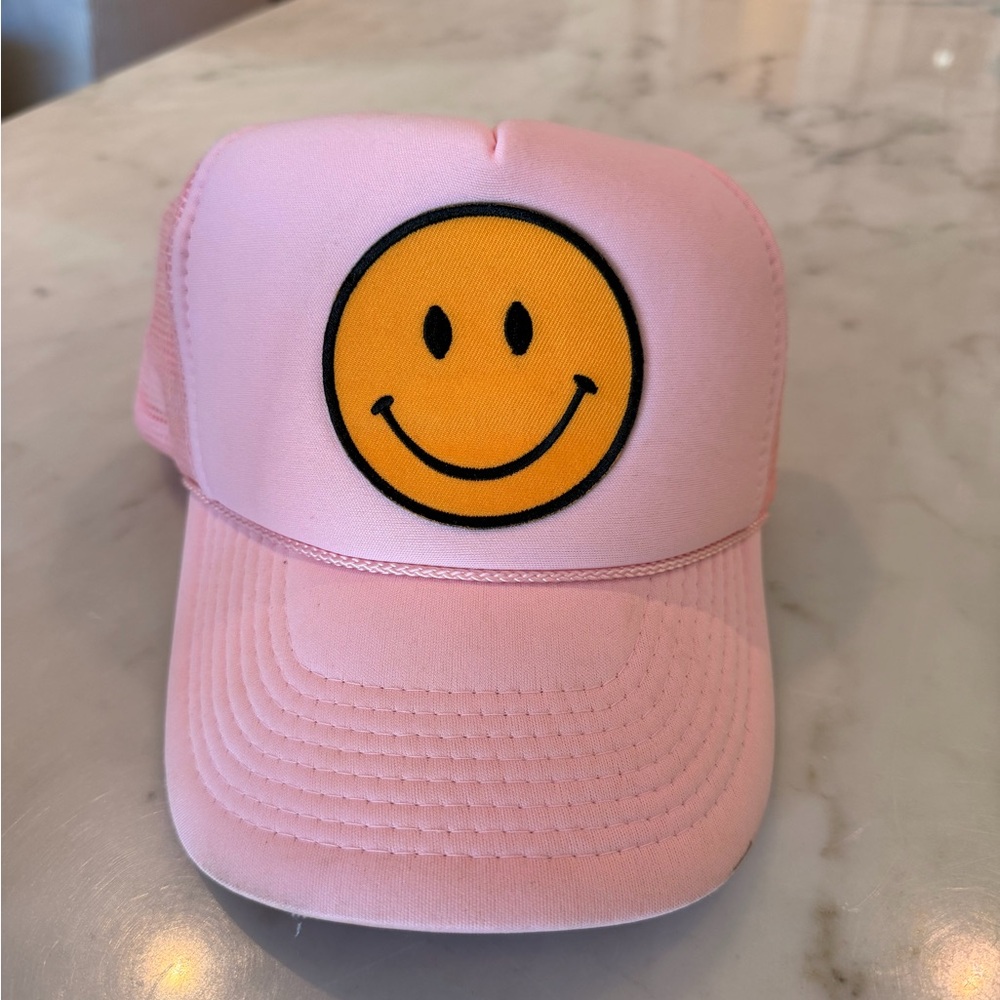 Pink Trucker Hat with Smiley Face, GUC